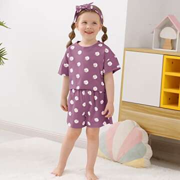 WESIDOM Toddler Girl Summer Floral Outfits 3pcs Clothing Set 6M-5T