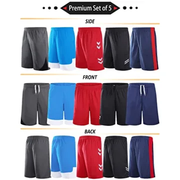 5 Pack Youth Athletic Shorts Quick Dry Comfortable Fit