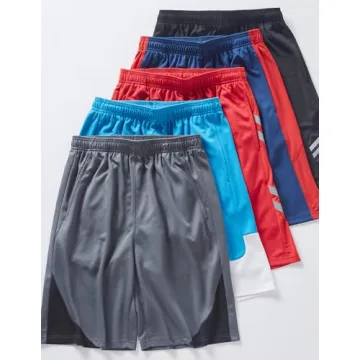 5 Pack Youth Athletic Shorts Quick Dry Comfortable Fit