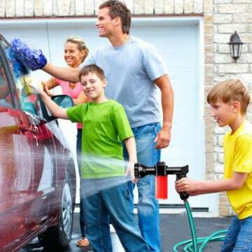 EVILTO Garden Hose Nozzle, High Pressure Hose Spray Nozzle 8 Way Spray Pattern One-Touch Sprayer for...