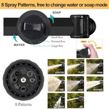 EVILTO Garden Hose Nozzle, High Pressure Hose Spray Nozzle 8 Way Spray Pattern One-Touch Sprayer for Watering Plants, Lawn, Patio, Car Wash, Cleaning，Showering Pet