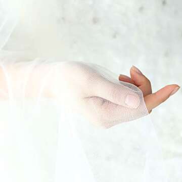 Unsutuo Wedding Veil Comb Bridal Cathedral Veil 1 Tier Drop Veil Wedding Rhinestones Hair Comb for Brides, 118 Inches (Ivory-Raw Cut)