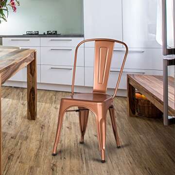 Adeco Metal Stackable Industrial Chic Dining Bistro Cafe Side Chairs (Set of 2)