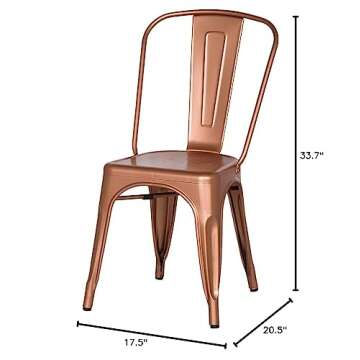 Adeco Stackable Metal Dining Chairs Set of 2 - Copper