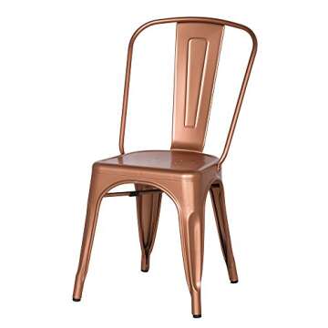 Adeco Stackable Metal Dining Chairs Set of 2 - Copper