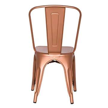 Adeco Stackable Metal Dining Chairs Set of 2 - Copper