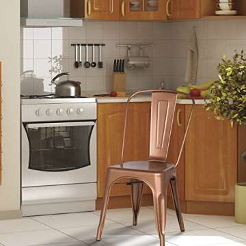 Adeco Stackable Metal Dining Chairs Set of 2 - Copper