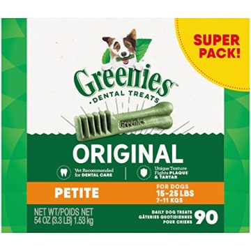 Greenies Original Petite Natural Dental Care Dog Treats, 54 oz. Pack (90 Treats)