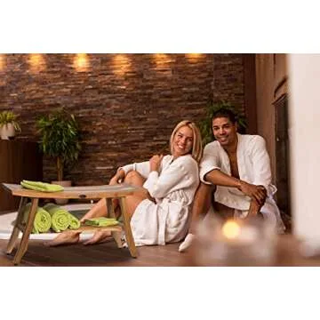 EcoDecors 34 Inch Satori Natural Teak Waterproof Teak Wood Shower Bench Stool Seat Chair For Inside ...