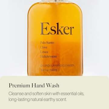 ESKER - Natural Calendula Hand Cleanser | Plant-Based, Cruelty-Free, Clean Beauty (16.9 fl oz | 500 ml - Glass)