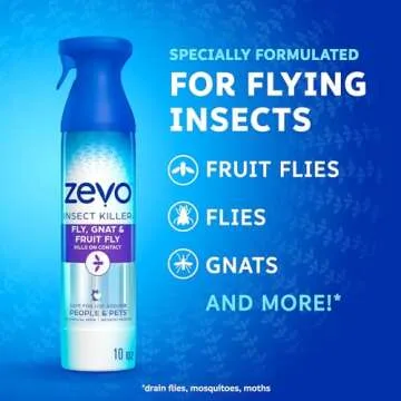 Zevo Flying Insect Bug Spray: Aerosol Spray Kills Fruit Flies, Gnats, Mosquitoes and Moths - for Ind...