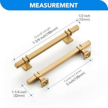 HOME EDIT 30 Pack 5 inch Gold Cabinet Handles Square Zinc-Alloy Pulls for Kitchen Dresser Closet and...