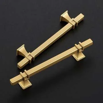HOME EDIT 30 Pack 5 inch Gold Cabinet Handles Square Zinc-Alloy Pulls for Kitchen Dresser Closet and Bathroom Cabinets Hardware