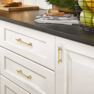 HOME EDIT 30 Pack 5 inch Gold Cabinet Handles Square Zinc-Alloy Pulls for Kitchen Dresser Closet and Bathroom Cabinets Hardware