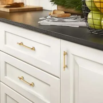 HOME EDIT 30 Pack 5 inch Gold Cabinet Handles Square Zinc-Alloy Pulls for Kitchen Dresser Closet and Bathroom Cabinets Hardware