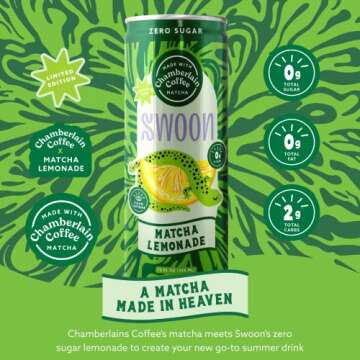 Swoon Zero Sugar Matcha Lemonade - 12 Fl Oz (Pack of 12)