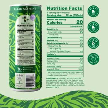 Swoon Zero Sugar Matcha Lemonade - 12 Fl Oz (Pack of 12)