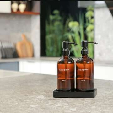 Prus Waso Amber Soap Dispenser Set - Modern Kitchen Decor