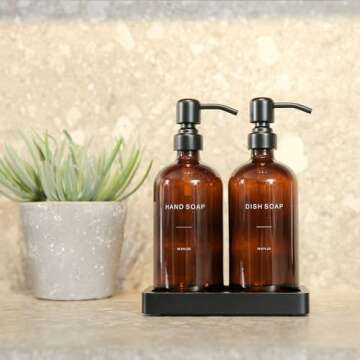 Prus Waso Amber Soap Dispenser Set - Modern Kitchen Decor