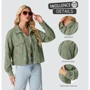 IWOLLENCE Stylish Women's Cropped Corduroy Shacket