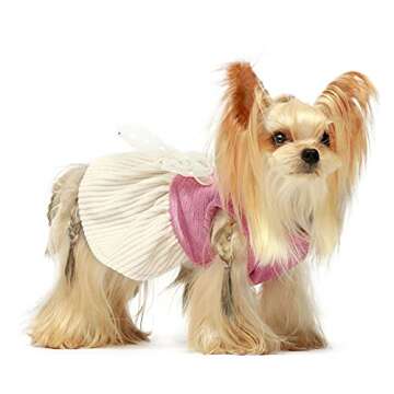Fitwarm Shinning Lightweight Velvet Dog Dress Doggie Skirt Girl One-Piece with Bowknot for Pet Cloth...