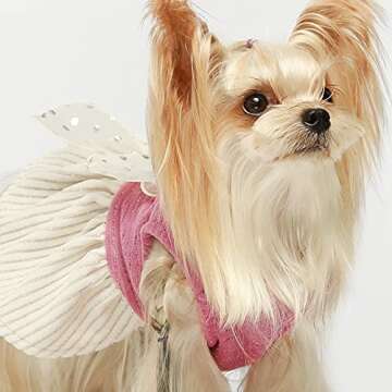 Fitwarm Shinning Lightweight Velvet Dog Dress Doggie Skirt Girl One-Piece with Bowknot for Pet Clothes Birthday Party Doggy Gown Puppy Outfits Apparel Pink Medium