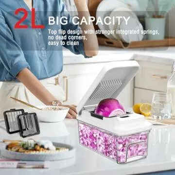 Vegetable Chopper: 10 in 1 Food Chopper - Onion Chopper Vegetable Slicer Cutter Dicer, Veggie Chopper with Container, 7 Blades, Kitchen Gadgets for Carrot Salad Garlic Potato Chopper