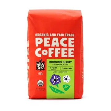Peace Coffee Morning Glory Signature Blend 20 oz Ground - Organic Fair Trade Light Roast with Smooth...
