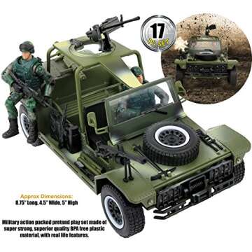 Click N' Play Military Fast Attack Assault Vehicle 17-Piece Play Set with Realistic Accessories