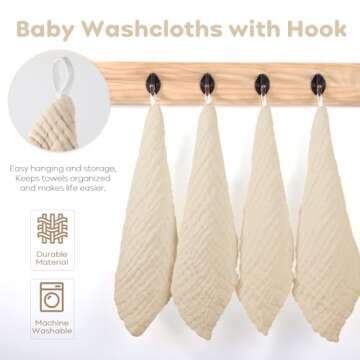 Yoofoss Muslin Baby Washcloths 100% Cotton Face Towels 6 Pack Wash Cloths for Baby 12x12in Soft and Absorbent Baby Wipes (Apricot)