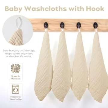 Yoofoss Muslin Baby Washcloths 100% Cotton Face Towels 6 Pack Wash Cloths for Baby 12x12in Soft and Absorbent Baby Wipes (Apricot)