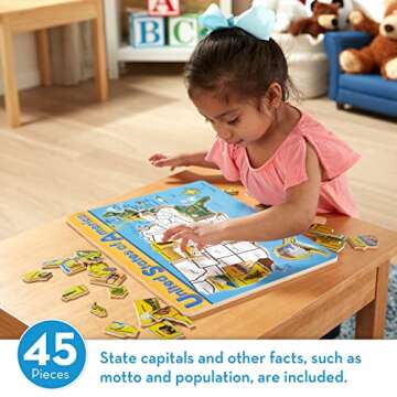 Melissa & Doug USA Map Wooden Puzzle for Kids 5 and Up