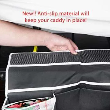 Kozy Designs Dorm Room Essentials Bedside Caddy Organizer with New Laptop Keeper Pocket and Non-Slip Stability Flap 12 Pockets Hanging Storage Perfect for College Dorm Rooms and Bunk Beds