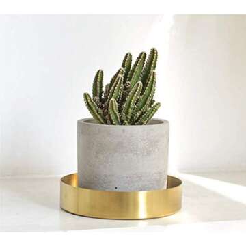 UniDes Round Brass Tray - Decorative Matte Brass 5.5 Inch