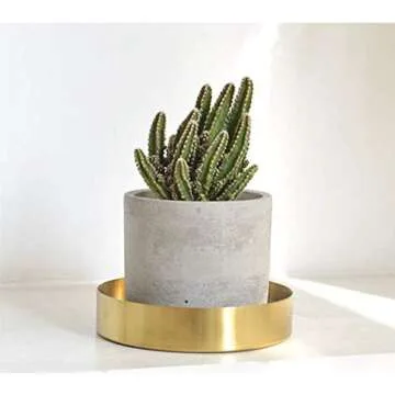 UniDes Round Brass Tray - Decorative Matte Brass 5.5 Inch