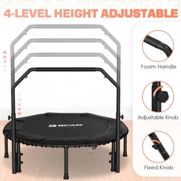 BCAN 450/550 LBS Foldable Mini Trampoline for All Ages