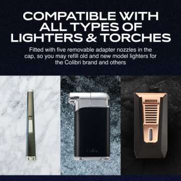 Colibri Premium Butane Fuel Refill for Lighters, 300ml (10.1fl oz) Cans, Pack of 2, Butane Torch Rep...
