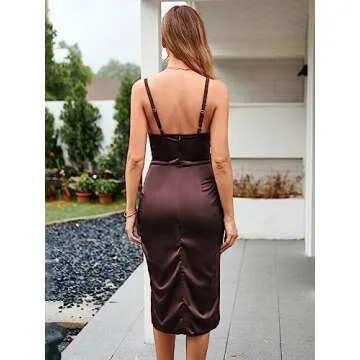 ZAFUL Fashion Silky Corset Midi Dress for Women