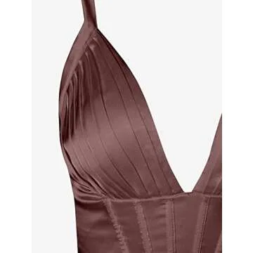 ZAFUL Fashion Silky Corset Midi Dress for Women