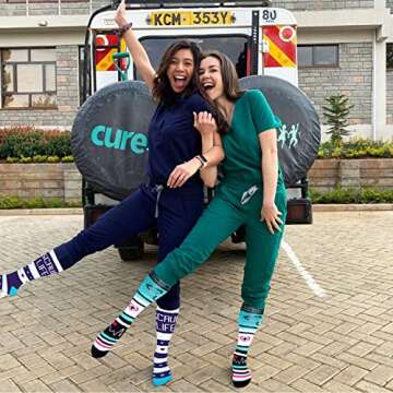 CTHH 7 Pairs Compression Socks for Women & Men Circulation Support Knee High Socks (05 White/Green/Red/Nurse, Large-X-Large)