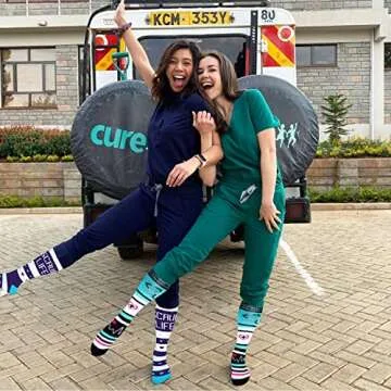 CTHH 7 Pairs Compression Socks for Women & Men Circulation Support Knee High Socks (05 White/Green/Red/Nurse, Large-X-Large)