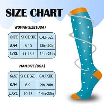 CTHH 7 Pairs Compression Socks for Women & Men Circulation Support Knee High Socks (05 White/Green/Red/Nurse, Large-X-Large)