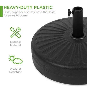 Best Choice Products Fillable Umbrella Base Stand Round Sunburst Plastic Patio Umbrella Base Stand, Pole Holder for Outdoor, Lawn w/ 55lbs Weight Capacity, Adjustment Knob