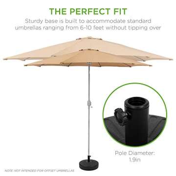 Best Choice Products Fillable Umbrella Base Stand Round Sunburst Plastic Patio Umbrella Base Stand, Pole Holder for Outdoor, Lawn w/ 55lbs Weight Capacity, Adjustment Knob
