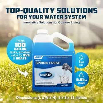 Camco TastePURE Spring Fresh Water System Cleaner and Deodorizer for RV and Marine | Cleans and Freshens Water Lines | Great for Dewinterizing - 1 Gallon (40207)