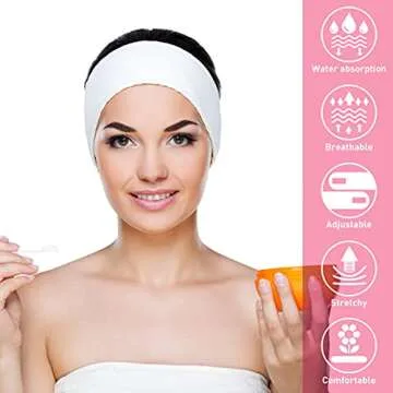 Denfany Spa Headband 3 Pack Adjustable for Makeup & Sport