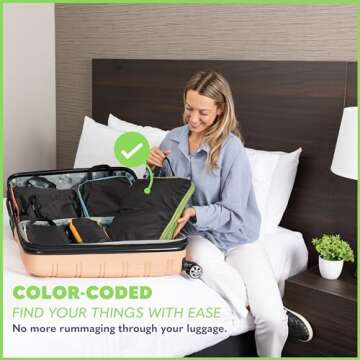 Compression Packing Cubes Travel, 6 Set Packing Cubes for Carry on Suitcase, Suitcase Organizer Bags Set, Compression Bags Travel, Best Travel Packing Cubes Compression - with Inside Pockets