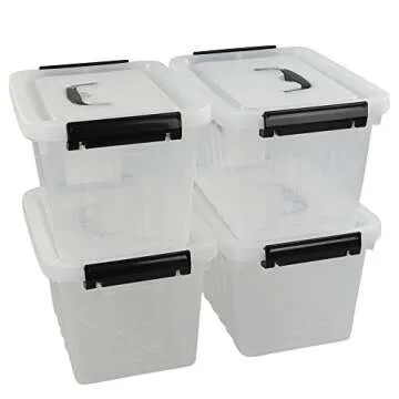 Ggbin 6 Quart Clear Latch Storage Box - 4 Pack for Organizing