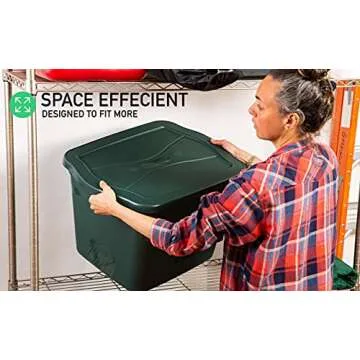Rubbermaid ECOSense Storage Containers with Lids, Durable and Reusable Stackable Storage Bins for Garage or Home Organization, Made From Recycled Materials, 29 Gal - 5 Pack