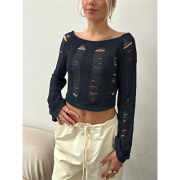 Chic Women Sexy Backless Long Sleeve Crop Top for Summer